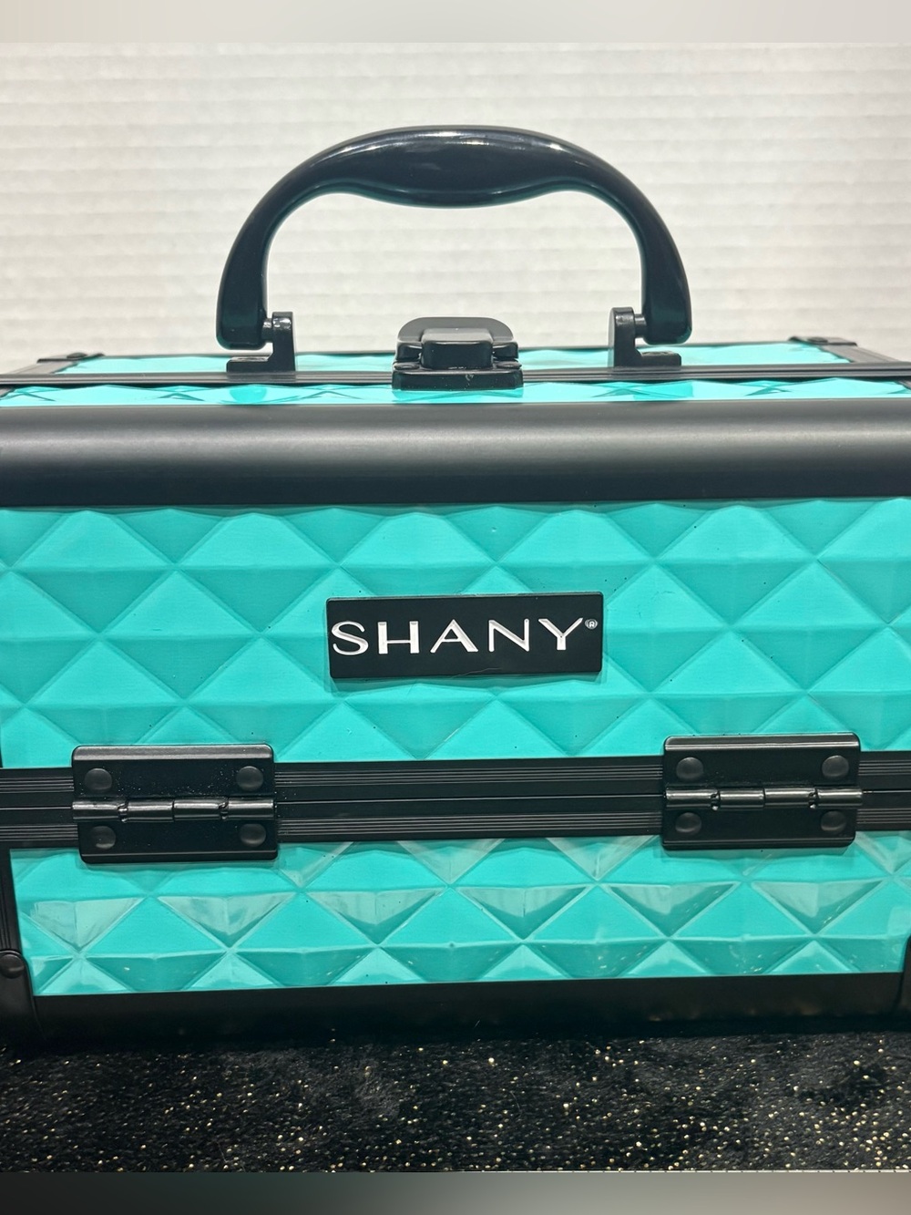 SHANY Teal Makeup Train Case with Black Trim
